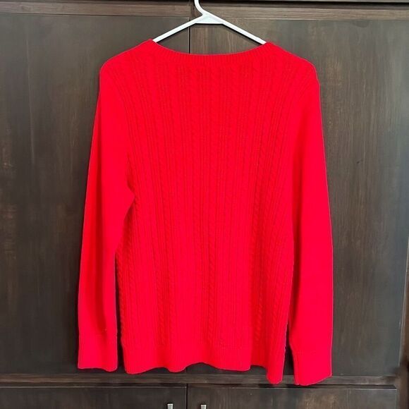 Talbots Red Cable Knit Button Shoulder Sweater Large - Picture 5 of 6